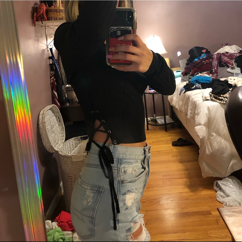 Kendall and Kylie black top with lace up sides